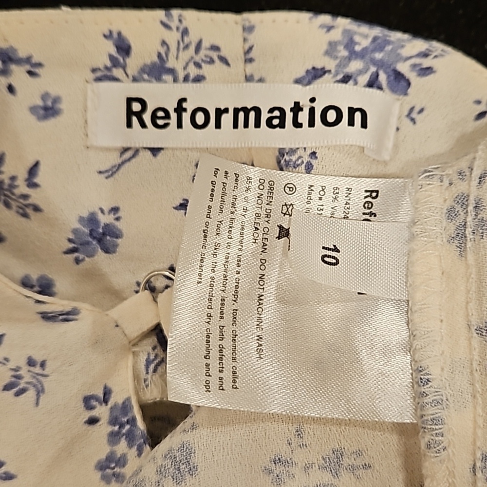 💕REFORMATION💕 Crimini Dress ~ Grace Blue & White Floral Print 10 NWOT - Picture 15 of 16